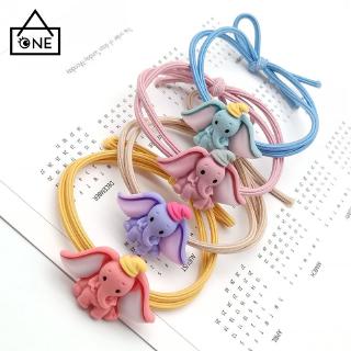 Dây Cột Tóc Co Giãn Mặt Nhám In Hình Chú Voi Dumbo Dễ Thương Phong Cách Hàn Quốc Cho Bé Gái