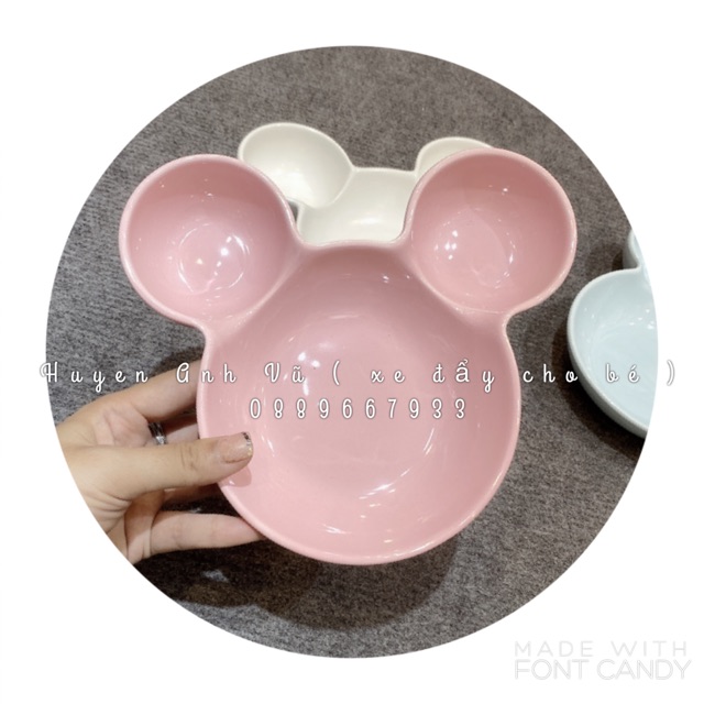 Bát khay sứ ăn dặm mickey loại to 120ml