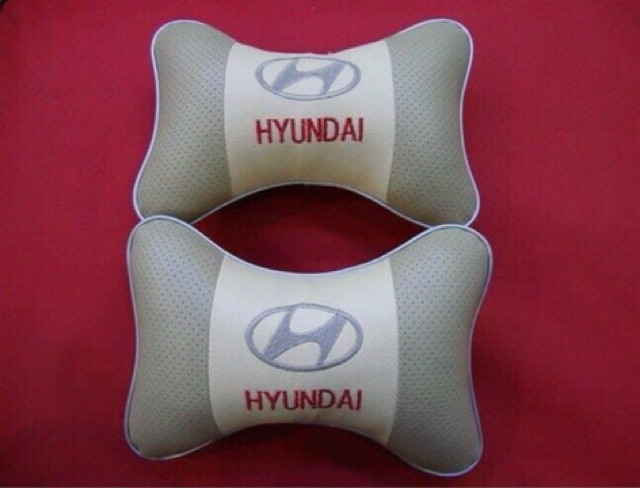 Combo 2 gối tựa đầu ô tô in logo hãng TOYOTA- KIA- HYUNDAI-FORD-MAZDA-MERCEDES - Bình An Auto