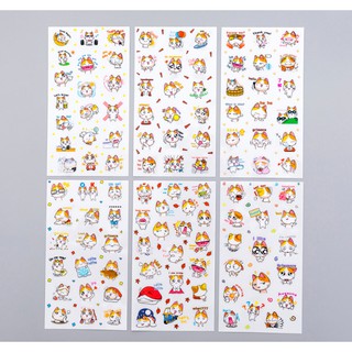 Sét 6 Tấm Dán Sticker Động Vật Cute