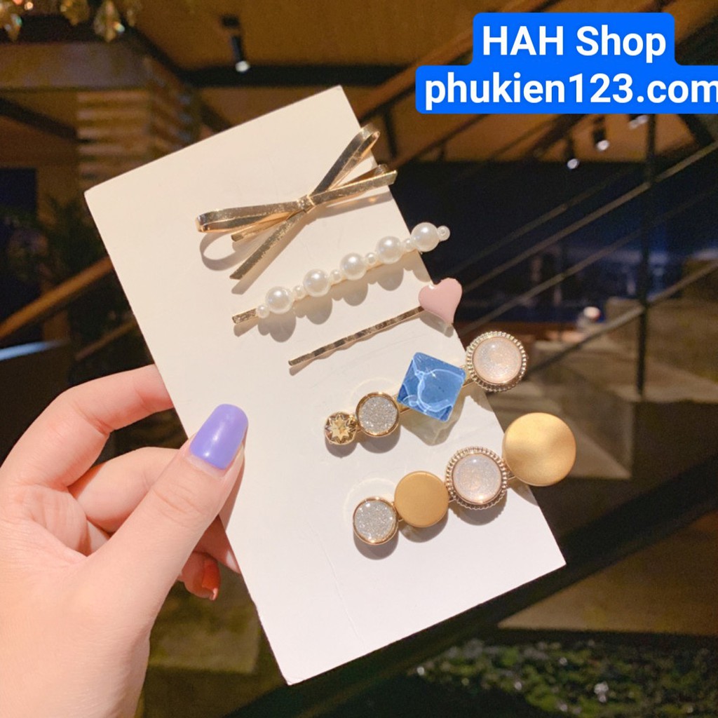 Kẹp tóc đính đá xinh xắn dễ thương ngọt ngào thời trang phong cách Hàn Quốc