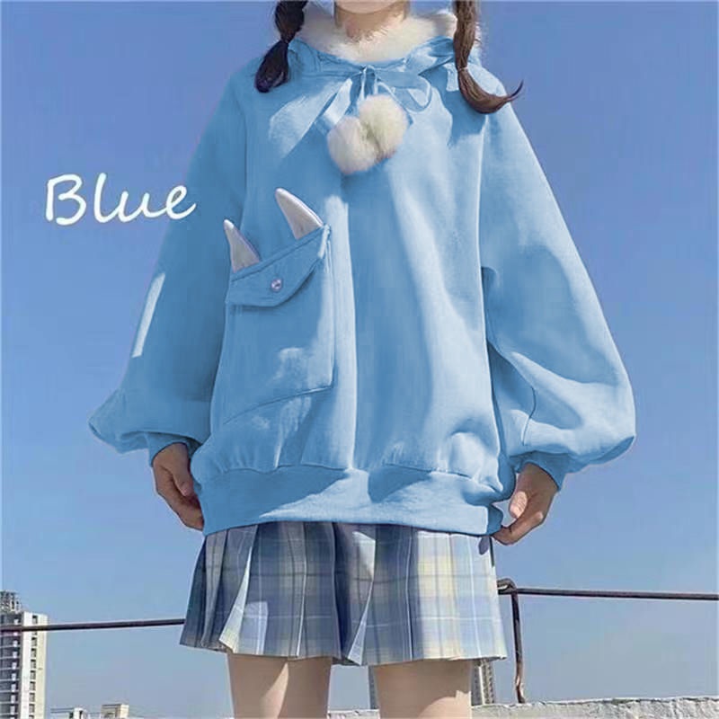 Áo khoác hoodie phối tai dễ thương năng động cho nữ | BigBuy360 - bigbuy360.vn