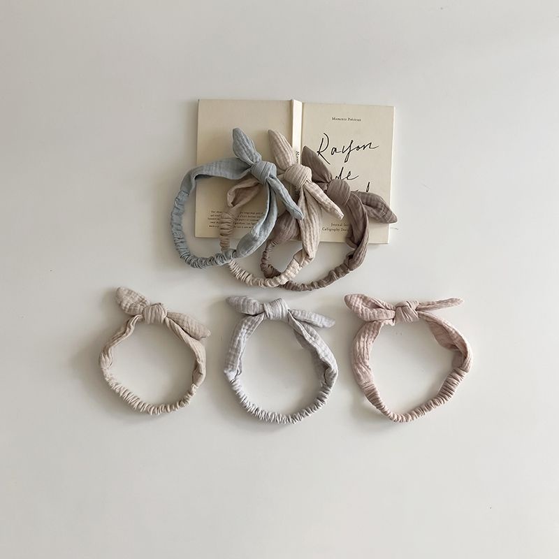 Băng Đô Nơ Tai Thỏ Vải Xô Muslin cho bé gái 0-3 tuổi
