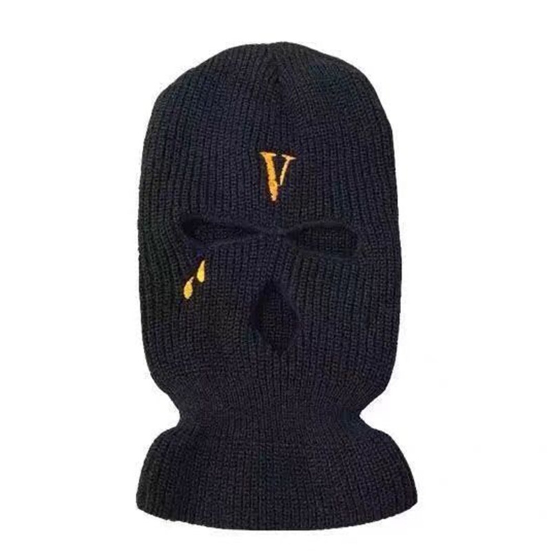 Mũ Beanie Dệt Kim 3 Lỗ In Chữ V Phong Cách Hip hop Cho Nam Nữ