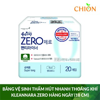 Băng vệ sinh thấm hút nhanh, chống tràn và thoáng khi KleanNara Zero hàng ngày (18 cm)- Hàn Quốc Chính Hãng