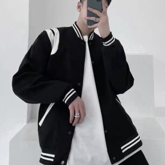 Áo Bomber , Áo Khoác Tay Viền Da Trắng teddy sơn tùng Phối Đồ Đẹp Hot 2021
