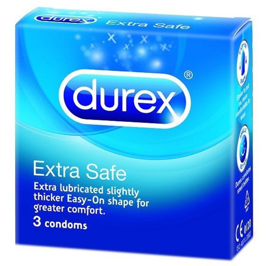 Hộp 3 bao cao su siêu an toàn Durex Extra Safe 3S (Thái Lan)