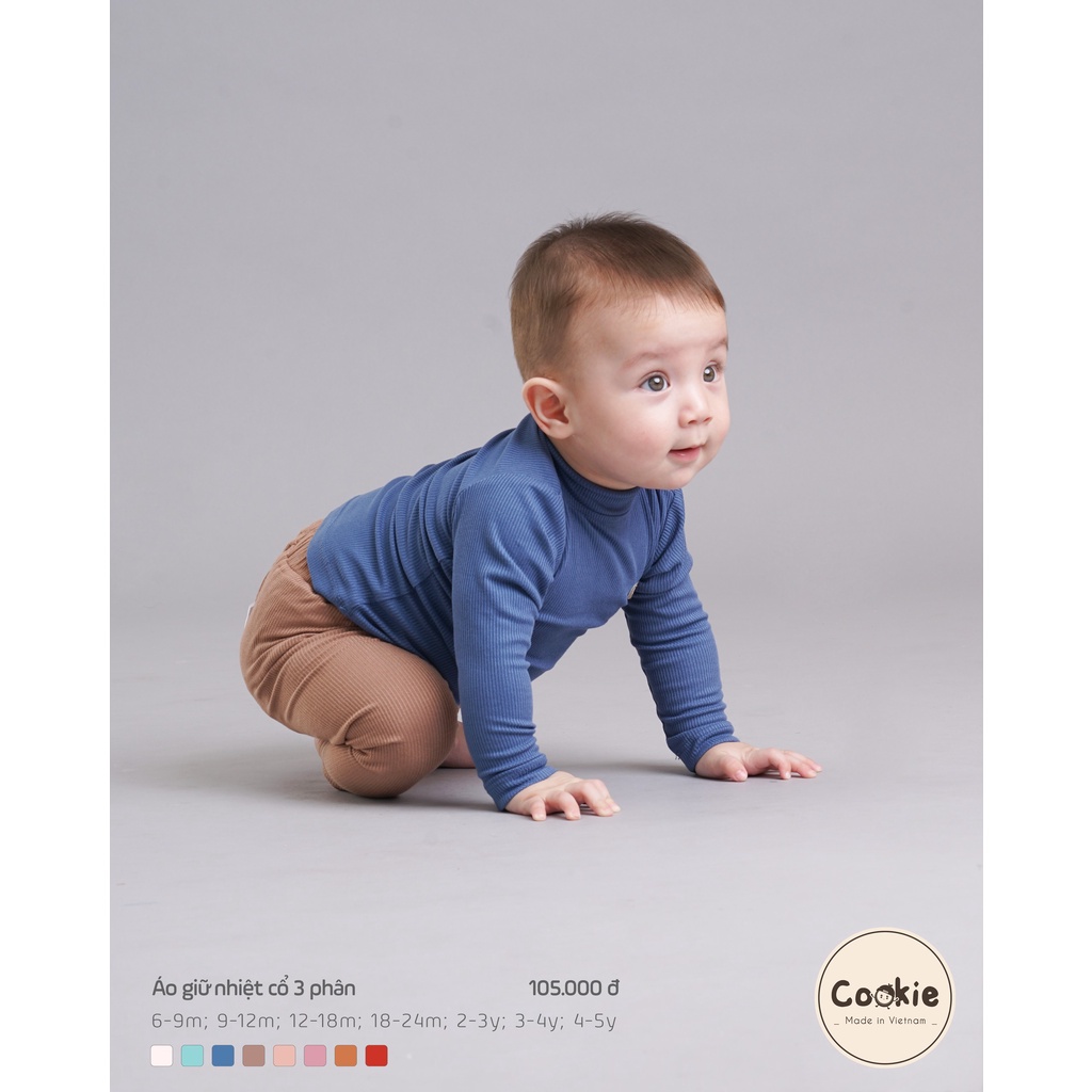 Áo giữ nhiệt cổ 3 phân họa tiết trẻ em đang yêu Cookie