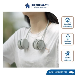 Quạt đeo cổ mini cổng usb tích điện không cánh không ồn 3 tốc độ gió 1600mah bayhome sẽ