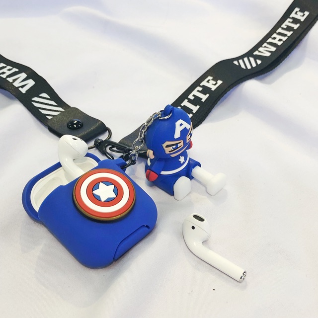 Combo ốp silicon Airpods Pro chibi Caption siu anh hùng- Móc khoá siêu anh hùng Caption tại Nguyễn Gia group
