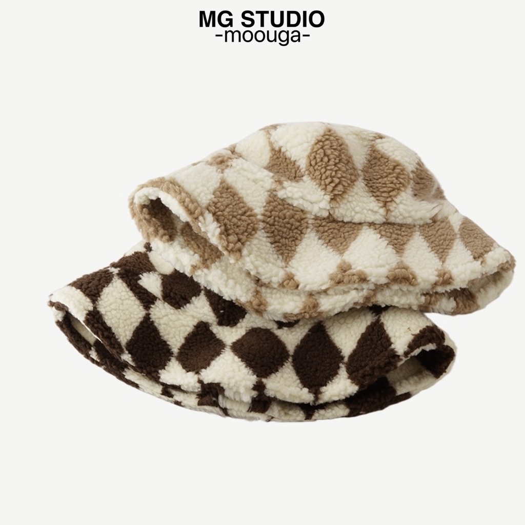 Mũ xô MG STUDIO họa tiết hình thoi 3 màu tuỳ chọn
