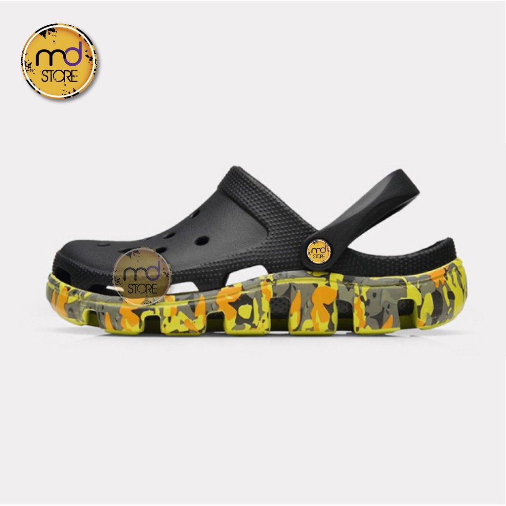 Dép Cross đen đế vảy sơn lượn sóng, Dép Cross cá sấu bít đầu - Tặng kèm 12 Sticker, Jibitz +Hộp