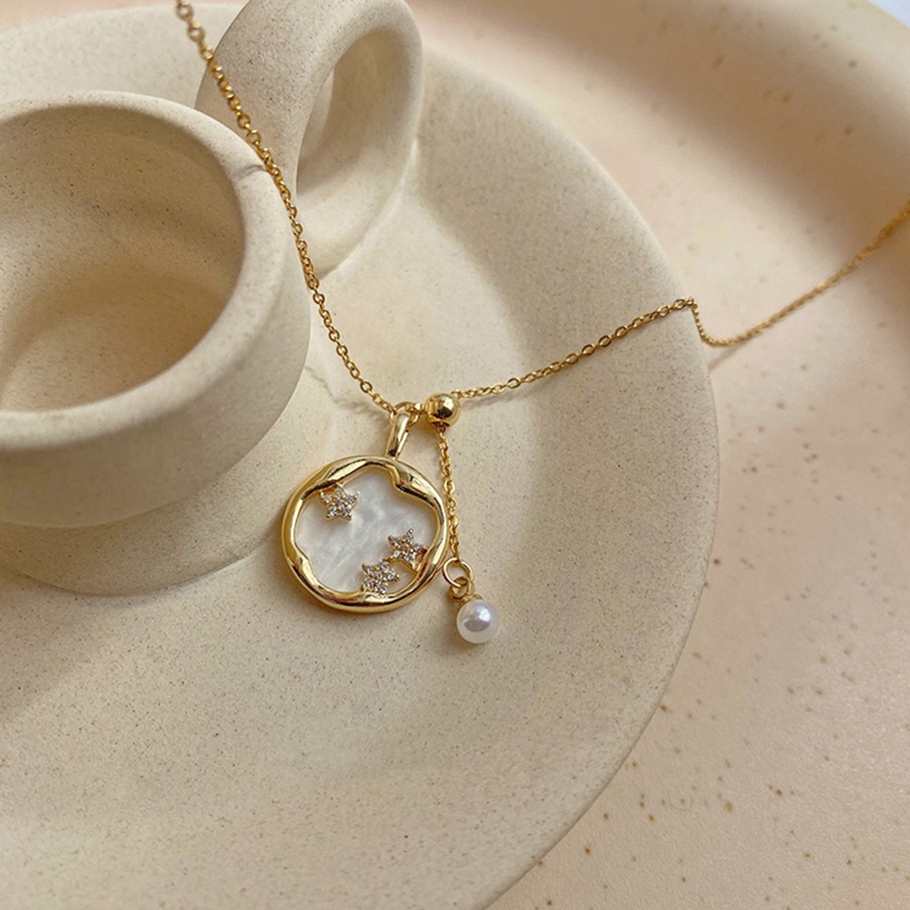Dây chuyền mặt tròn vòng cổ titan mặt ngôi sao đính đá dây rút tạo kiểu sáng tạo Lemi accessories