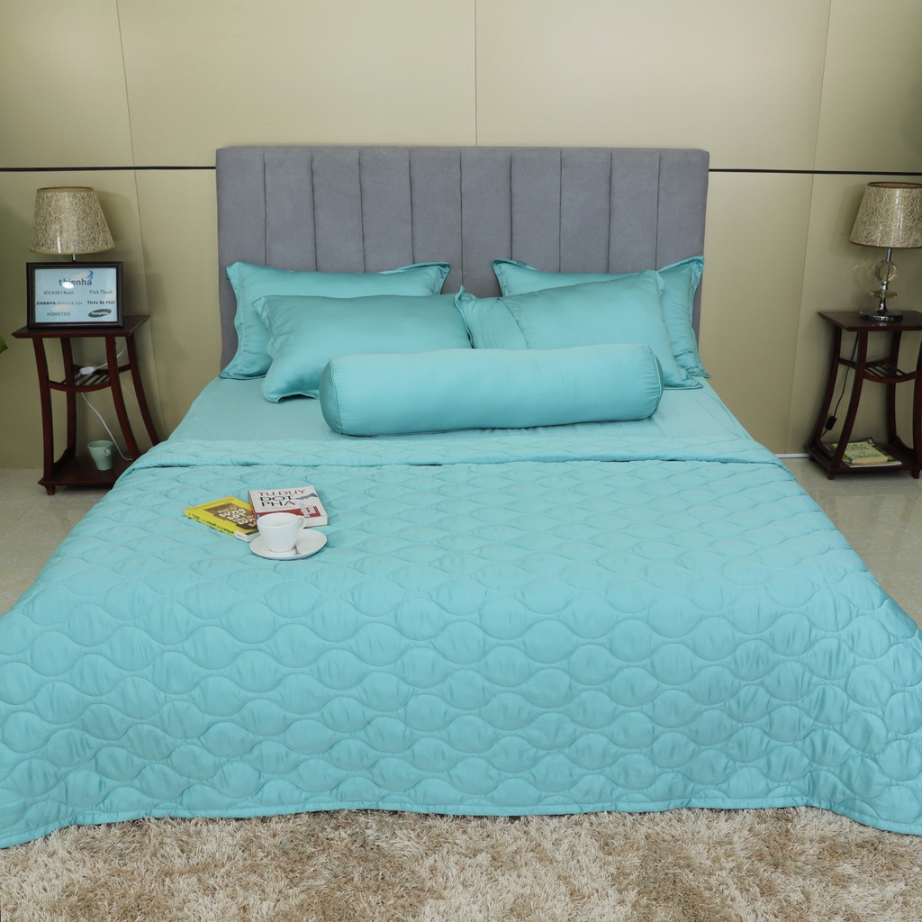 Bộ chăn drap gối Tencel Premium Hometex sợi 60 bộ 5 món
