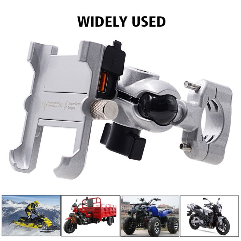 Giá đỡ điện thoại Samsung 4.3-6.7 inch QC 3.0 USB gắn tay lái xe máy bằng kim loại chống thấm nước