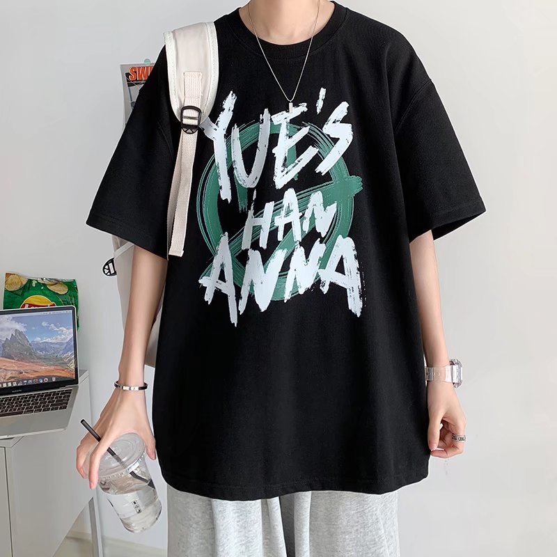 Áo Thun Tay Ngắn Dáng Rộng In Chữ Phong Cách Hàn Quốc Thời Trang Mùa Hè Cho Nam Size M-8XL