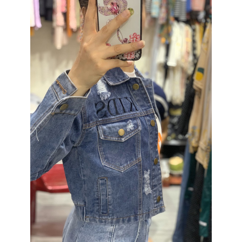 Áo khoác jean nữ bo lưng hàng đẹp mới về | BigBuy360 - bigbuy360.vn