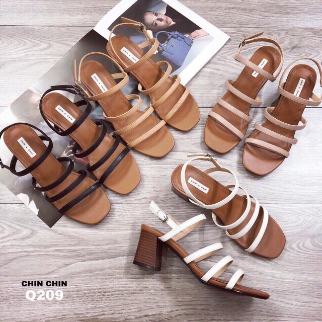 Sandal dây gót vuông