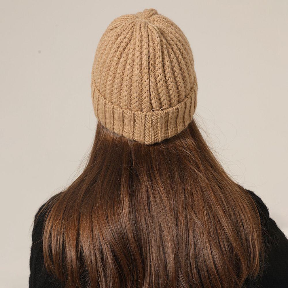 Mũ Len Beanie Màu Ngà Dễ Thương Thời Trang Mùa Đông Cho Nữ