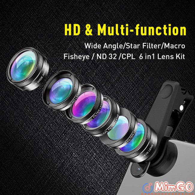 Starlight Set Universal External Mobile Phone Lens Angle Polarized Extended Fisheye 6-in-1 Macro Wide