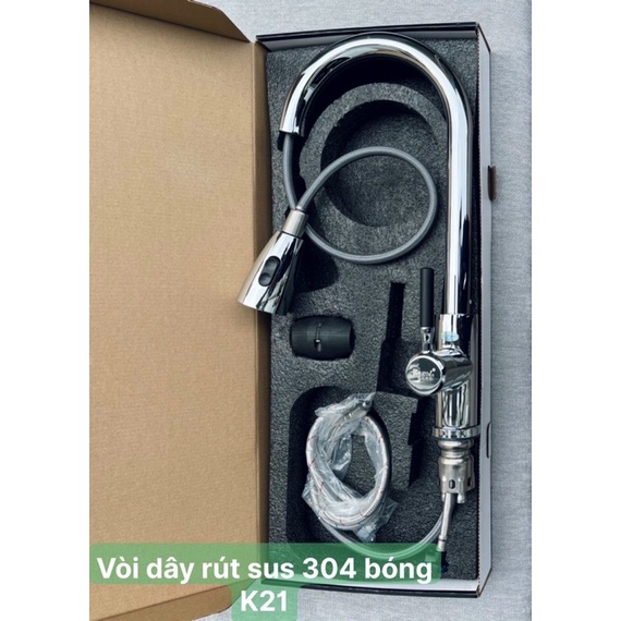 Vòi rửa bát rút inox bóng Kagol - K21