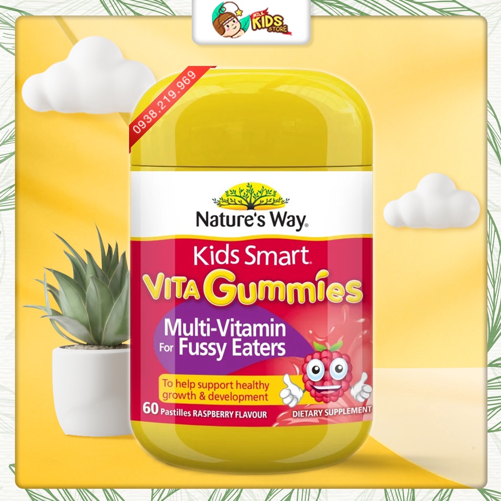 Kẹo Dẻo Nature's Way Kids Smart Gummies Multi-Vitamin For Fussy Eaters giúp bé ăn ngon