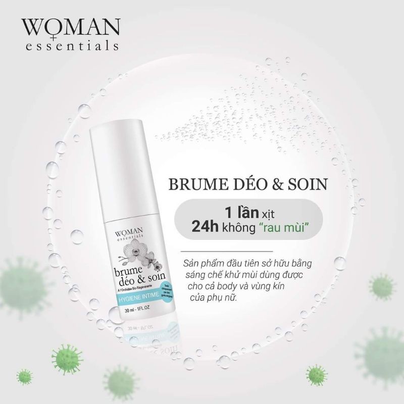 XỊT KHỬ MÙI WOMAN ESSENTIALS BRUME DÉO &amp; SOIN 30ml