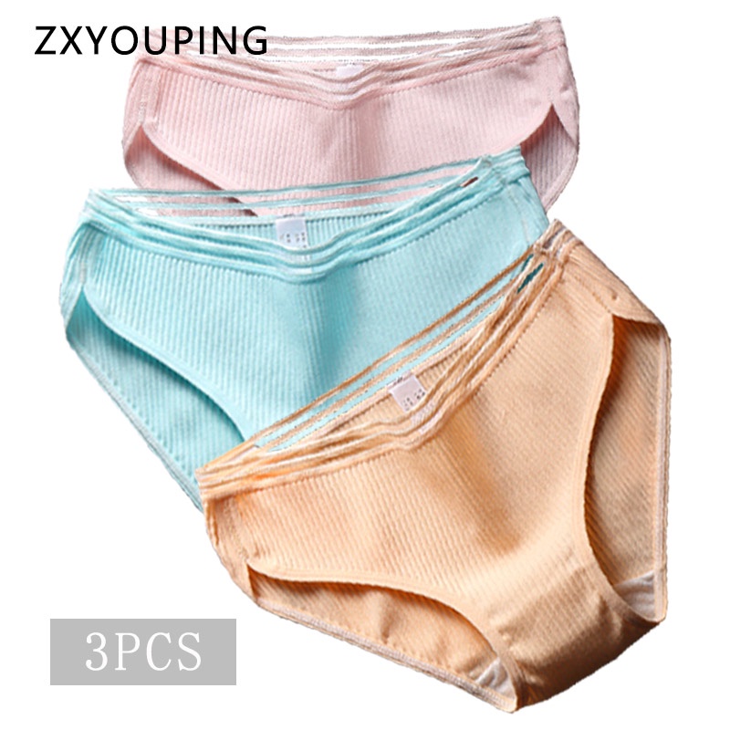 Set 3 quần lót cotton ZXYOUPING lưng thấp thoáng khí màu sắc ngẫu nhiên size L-XXL