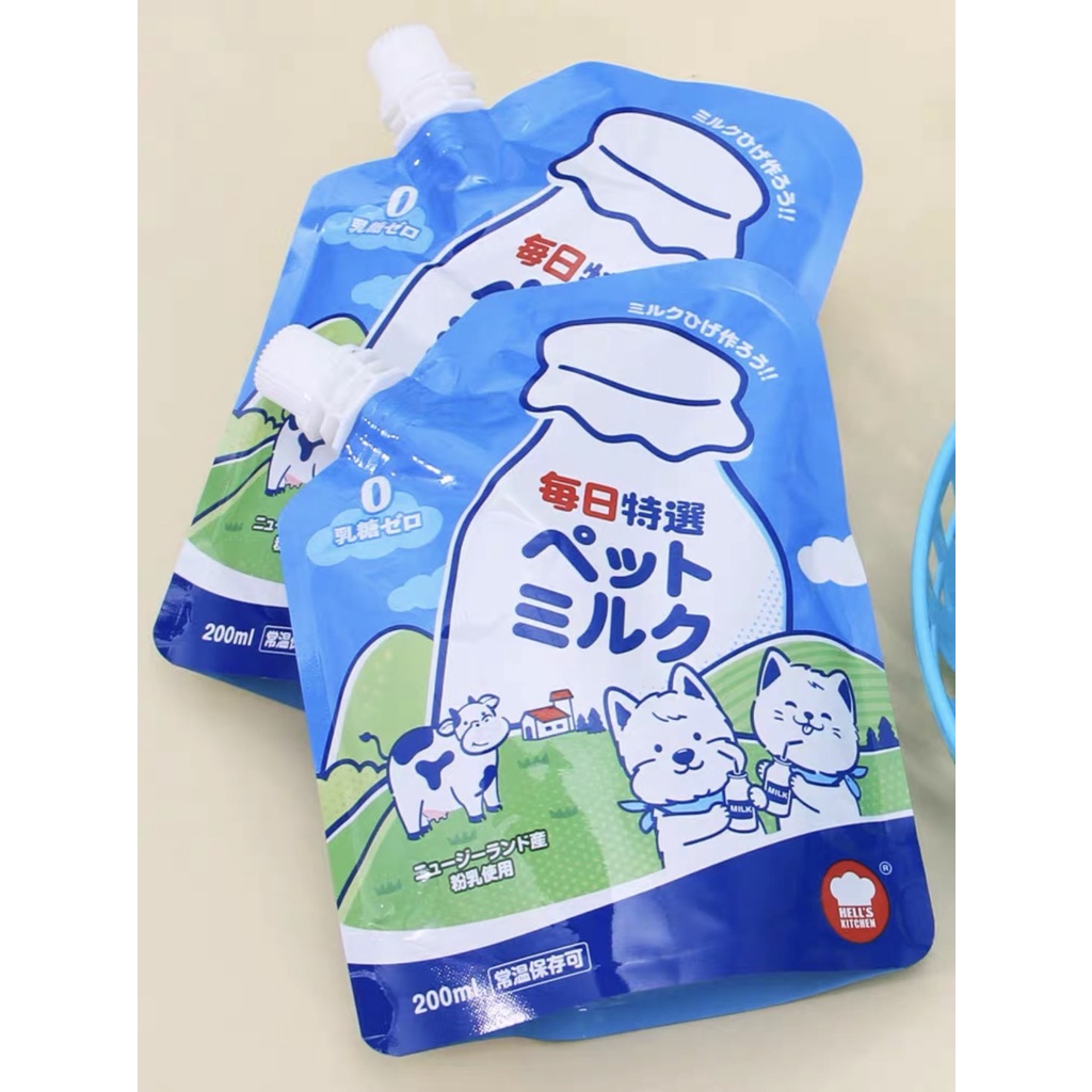 Sữa Bò Uống Liền HELL'S KITCHEN Thương hiệu Nhật Bản dùng với Chó Mèo Túi 200ml