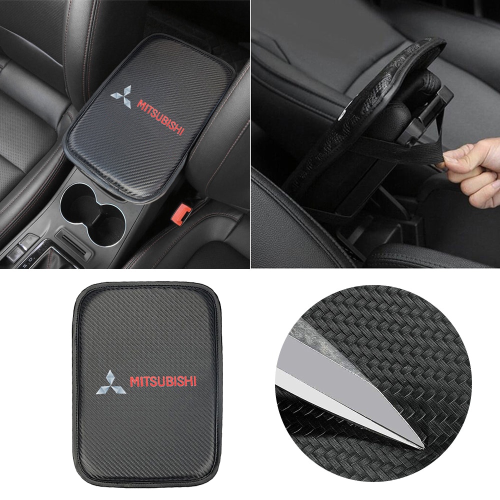 MITSUBISHI Đệm Lót Hộp Tỳ Tay Họa Tiết Sợi Carbon Cho Xpander Mirage Lancer Pajero Kuda