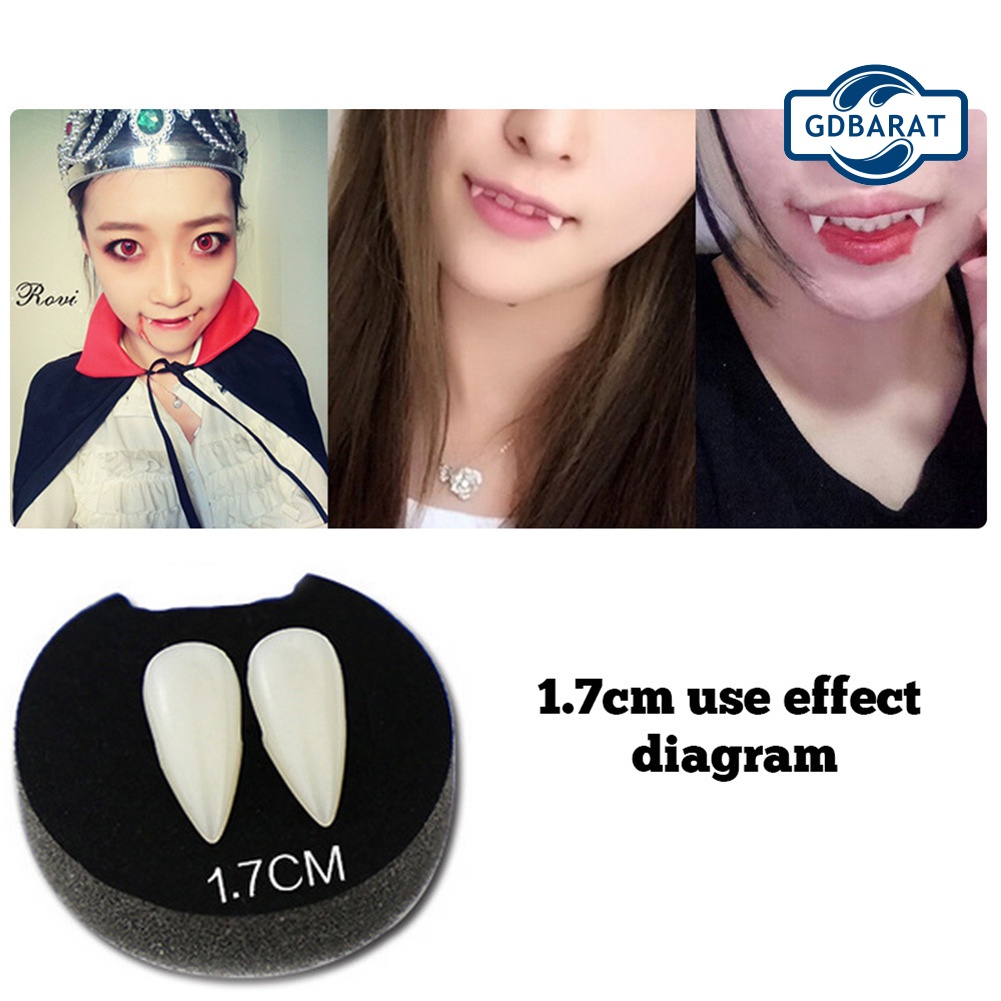Set 2 Răng Nanh Giả Dạ Quang Hóa Trang Ma Cà Rồng