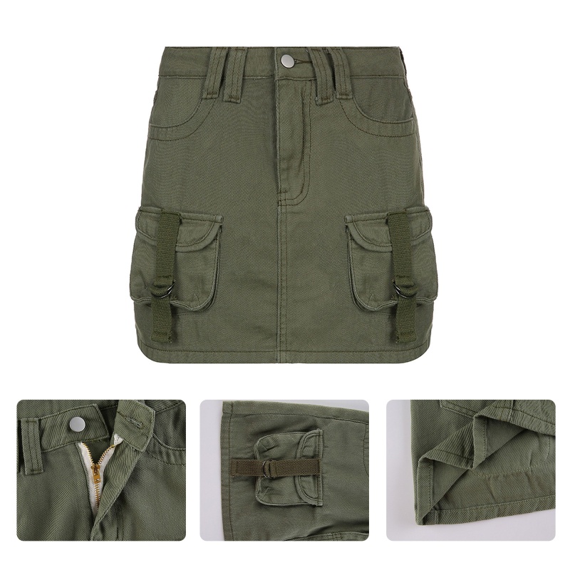 Chân Váy Jeans Lưng Thấp Có Túi Thời Trang Cho Nữ