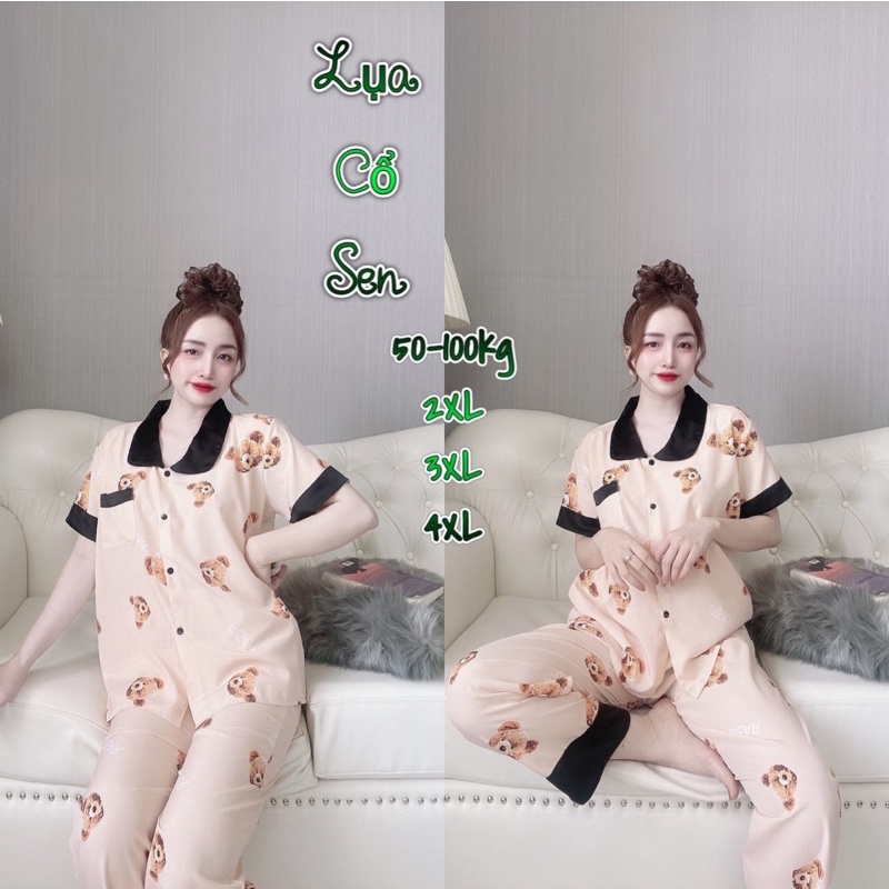 Đồ bộ Lụa Cổ Sen 50-100kg cao cấp