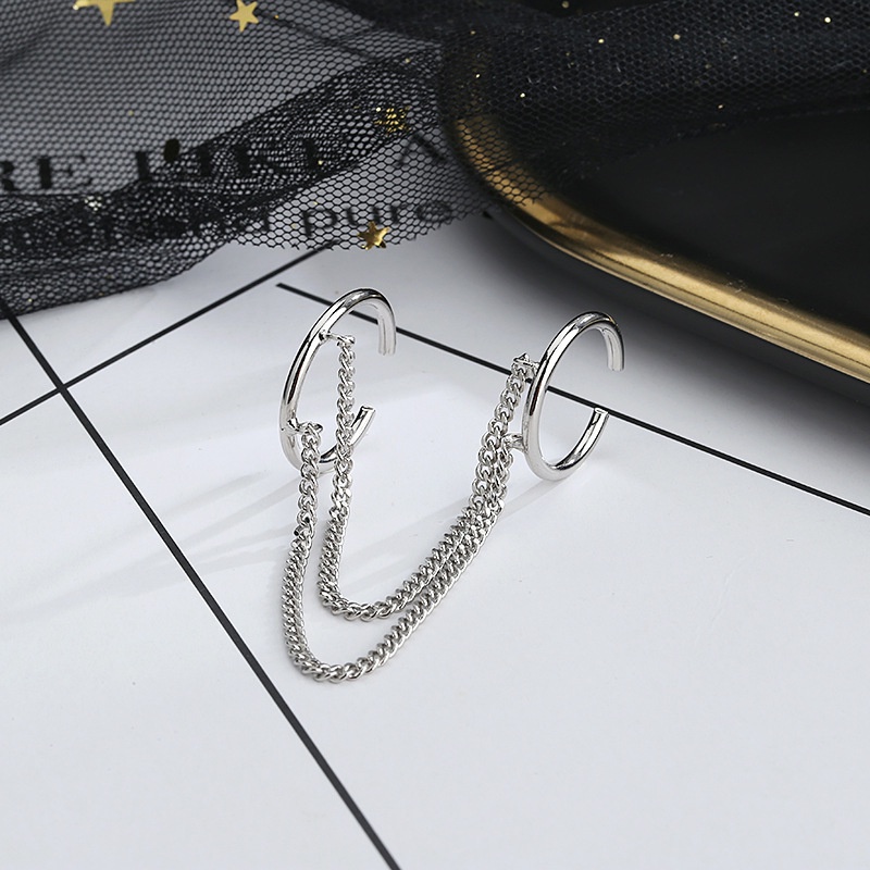 Nhẫn Hai Lớp Dạng Hở Phối Dây Xích Phong Cách Hip Hop Hàn Quốc 19241