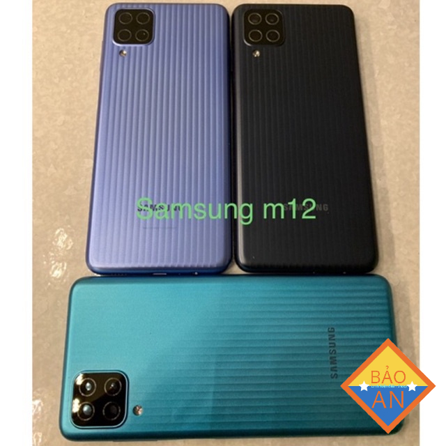 Bộ vỏ samsung M12 -zin ( gồn sườn,lưng,phím bấn,kính cam)