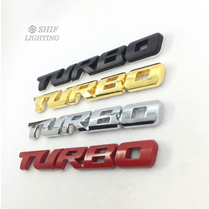 Logo " turbo " bằng kim loại dán trang trí xe hơi