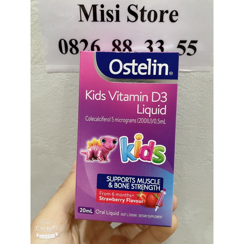 date T7 2023 Vitamin D Liquid Kids Ostelin 20ml, dạng nước của Úc