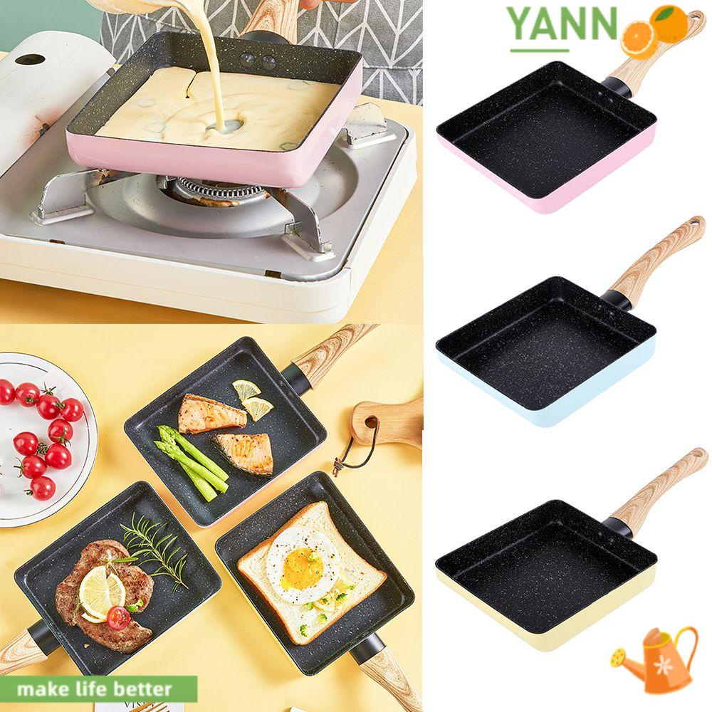 Chảo Chiên Trứng Rán Hình Chữ Nhật Chống Dính Tay Cầm Nhiều Màu Sắc Phong Cách Nhật Bản