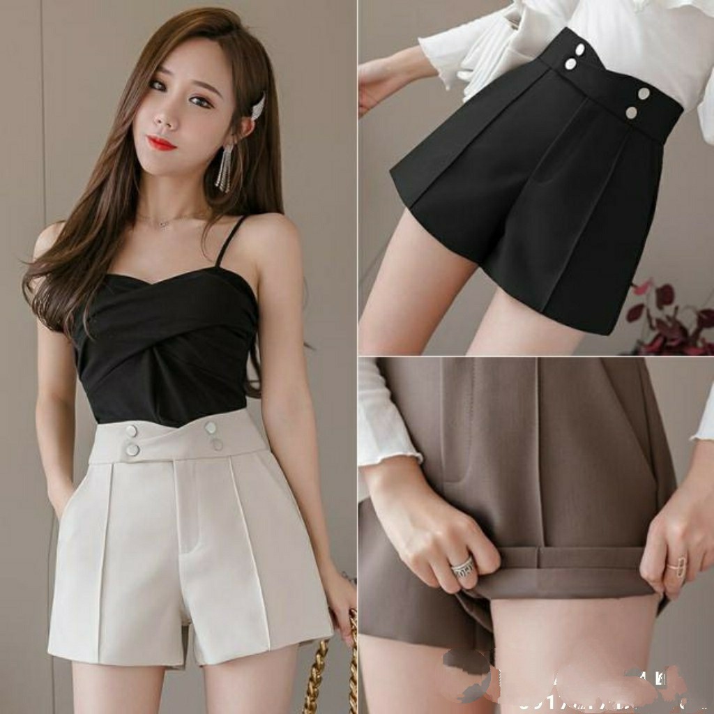 Quần Short Nữ 4 Khuy Cạp Cao Quần Đùi Nữ Chất Tuyết Mưa Nhiều Màu