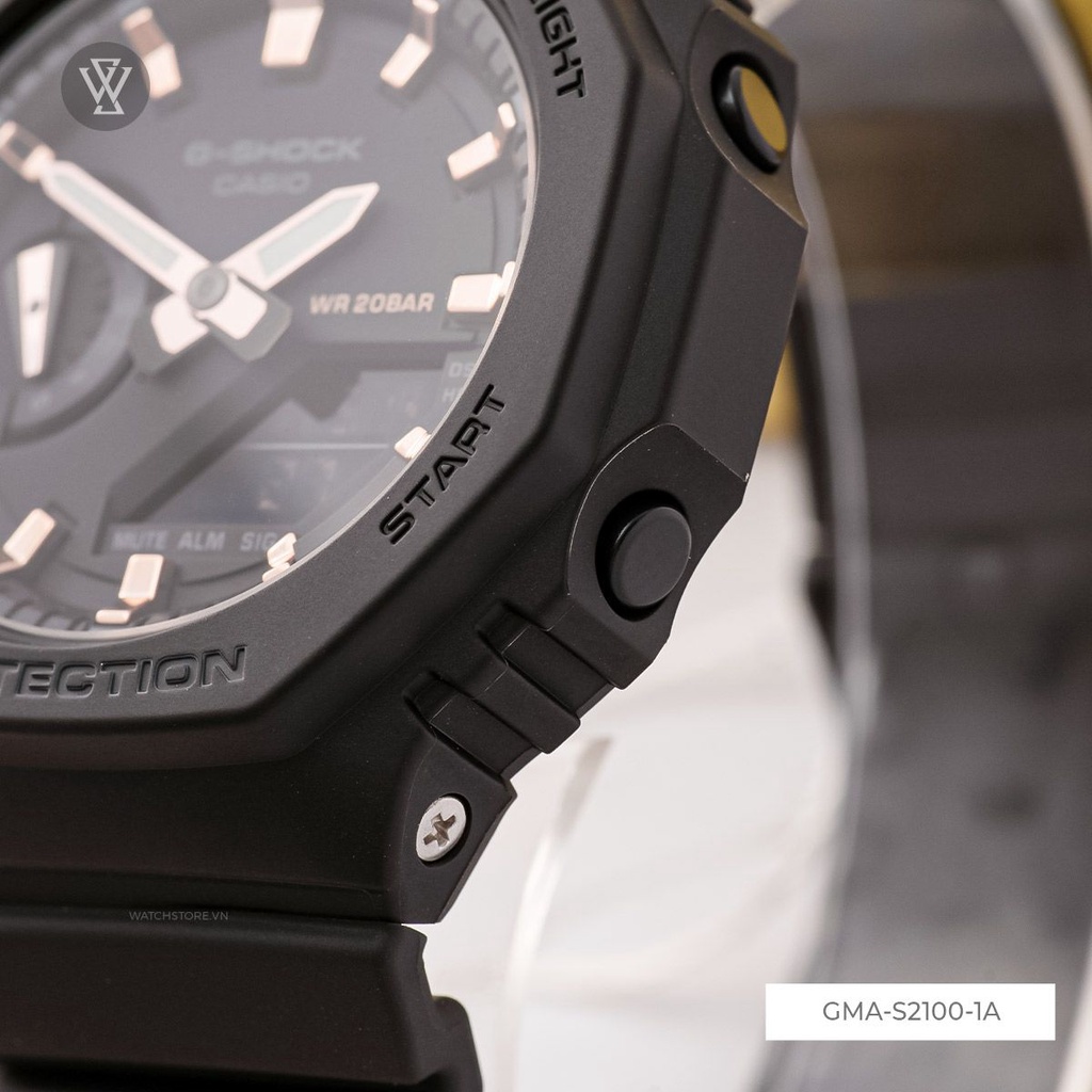 Đồng Hồ Điện Tử Nam Casio G-Shock WATCHSTORE GMA-S2100-1ADR Thiết Kế Mặt Kính Khoáng 43mm, Vỏ Và Dây Nhựa Bền Bỉ