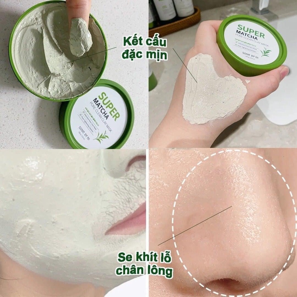 Mặt Nạ Đất Sét Trà Xanh Some By Mi Giảm Dầu Thu Nhỏ Lỗ Chân Lông Super Matcha Pore Clean Clay Mask - 100g