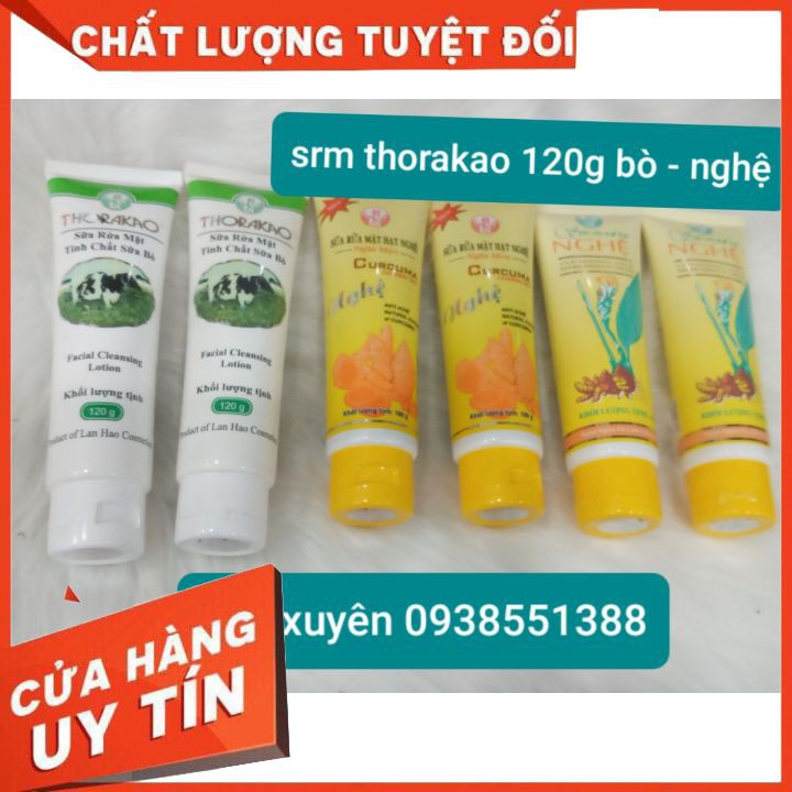 Sữa Rửa Mặt chiết xuất Sữa Bò  120g - Nghệ  100g Trắng Da Thorakao  FREESHIP không bọt ,làm sạch bụi bẩn bã nhờn