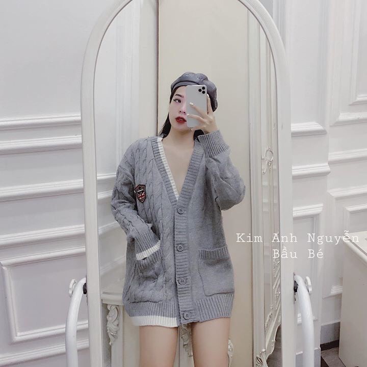 [HÀNG CAO CẤP] ÁO LEN CADIGAN THỪNG XÁM HUY HIỆU SIÊU XINH - HÀNG QUẢNG CHÂU CAO CẤP | BigBuy360 - bigbuy360.vn