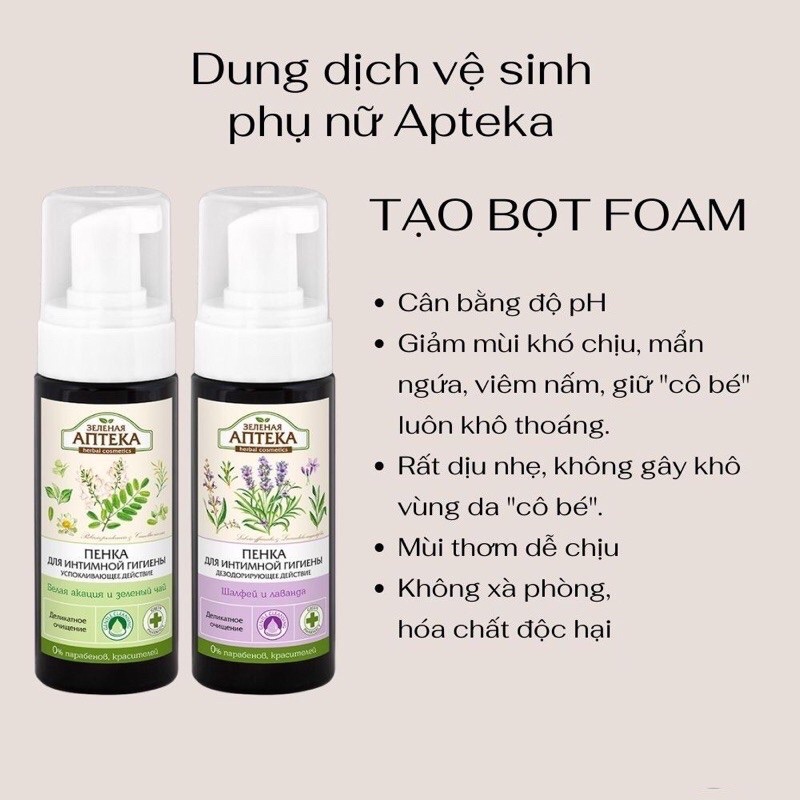 Dung Dịch Vệ Sinh Phụ Nữ ANTEKA Nga Dạng Gel và Dạng Bọt