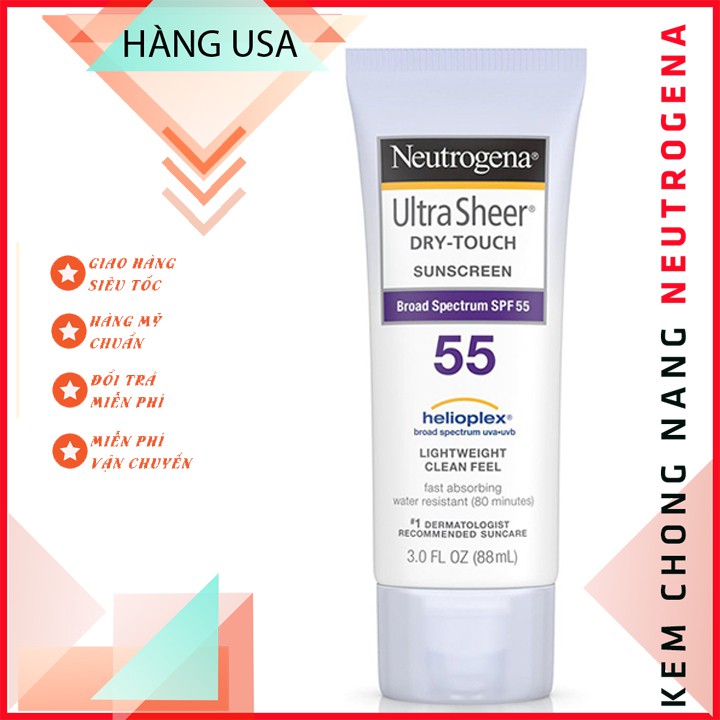 Kem Chống Nắng Neutrogena Ultra Sheer Dry Touch SPF 55 (88ml) - Authentic USA