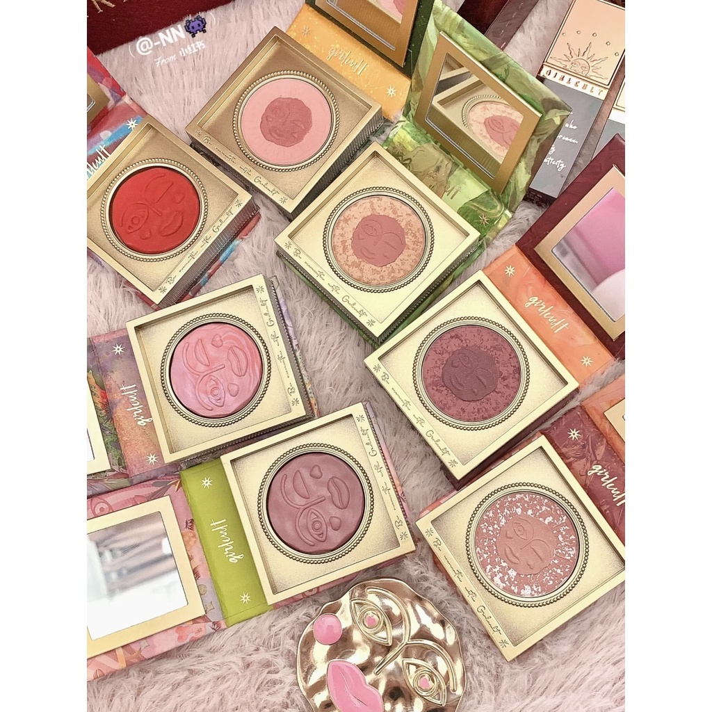 Bảng Phấn Má Hồng Girlcult Emotional Tạo Khối Bắt Sáng Không Dễ Nhòe fuwa Mochi Màu Đào / Xanh Dương / Đỏ / Cam