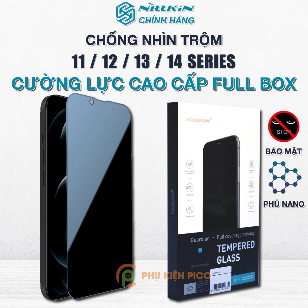 Kính cường lực chống nhìn trộm Iphone 13 Pro Max / 14 Pro Max / 12 Mini / Dán màn hình iPhone 11 Pro Full màn hình