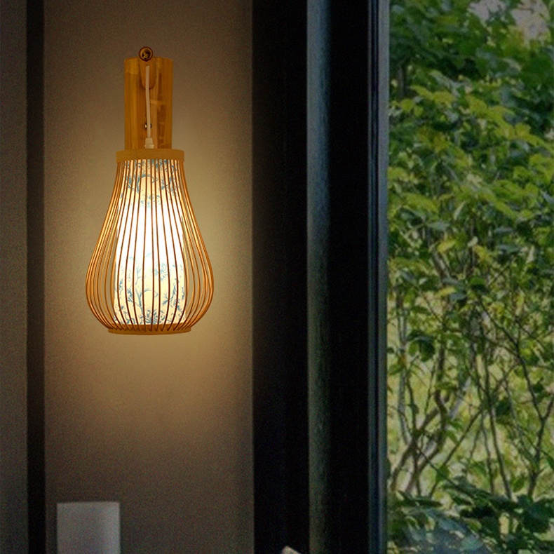 Đèn Treo Tường Đan Mây Tre Nghệ Thuật Nhật Bản Đèn Tường Trang Trí Đèn Ngủ Treo Tường Đèn Mây Tre