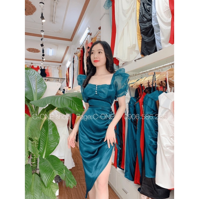 ĐẦM POLY TAY VOAN KIẾNG XẺ ĐÙI DỰ TIỆC SANG XỊN PU HHP FASHION
