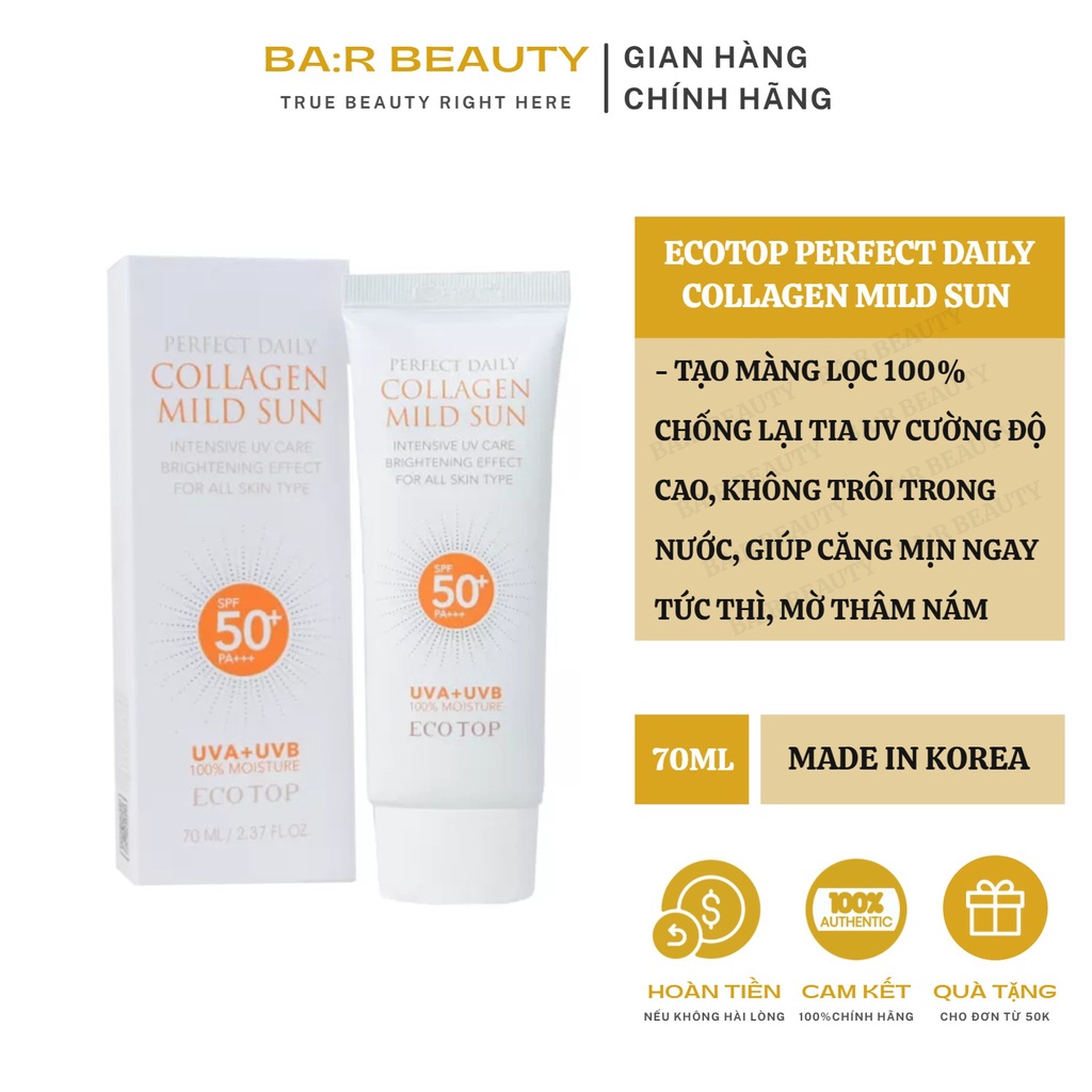 Kem chống nắng Ecotop Perfect Daily Collagen Mild Sun SPF50 70ml _ Ecotop Chính Hãng